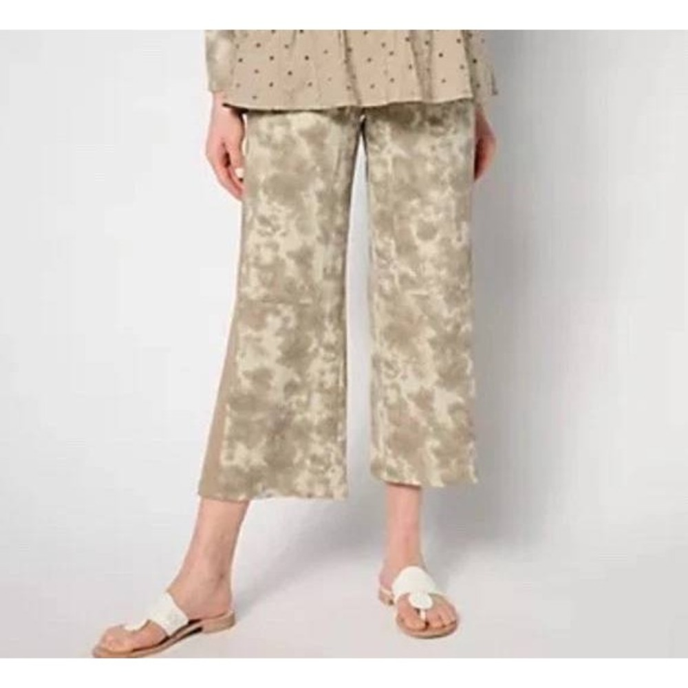 LOGO Life by Lori Goldstein Waffle Knit Wide Leg‎ Pants Cinder Medium Stretch